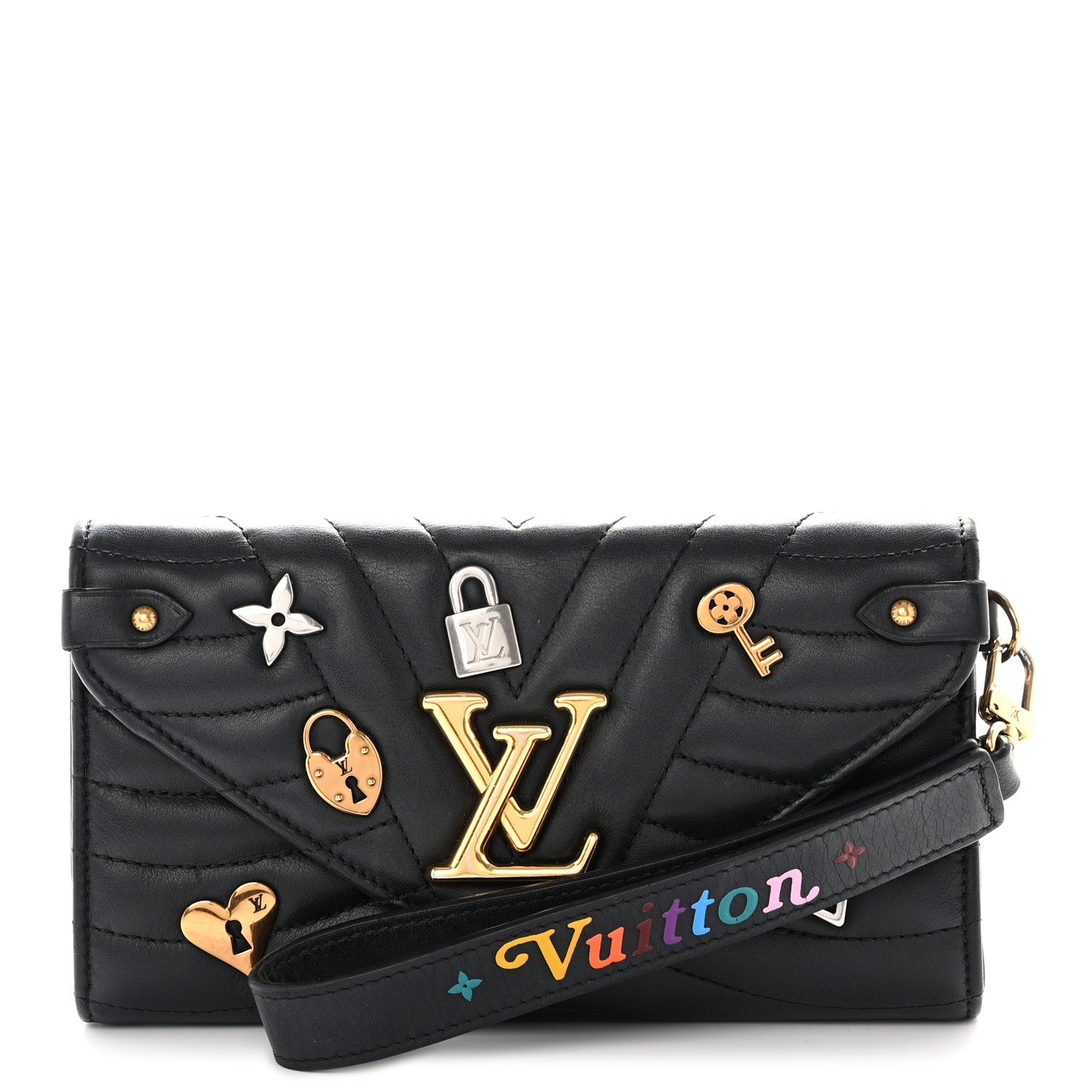 Louis Vuitton Calfskin Love Lock New Wave Long Wallet Black 1 of 10