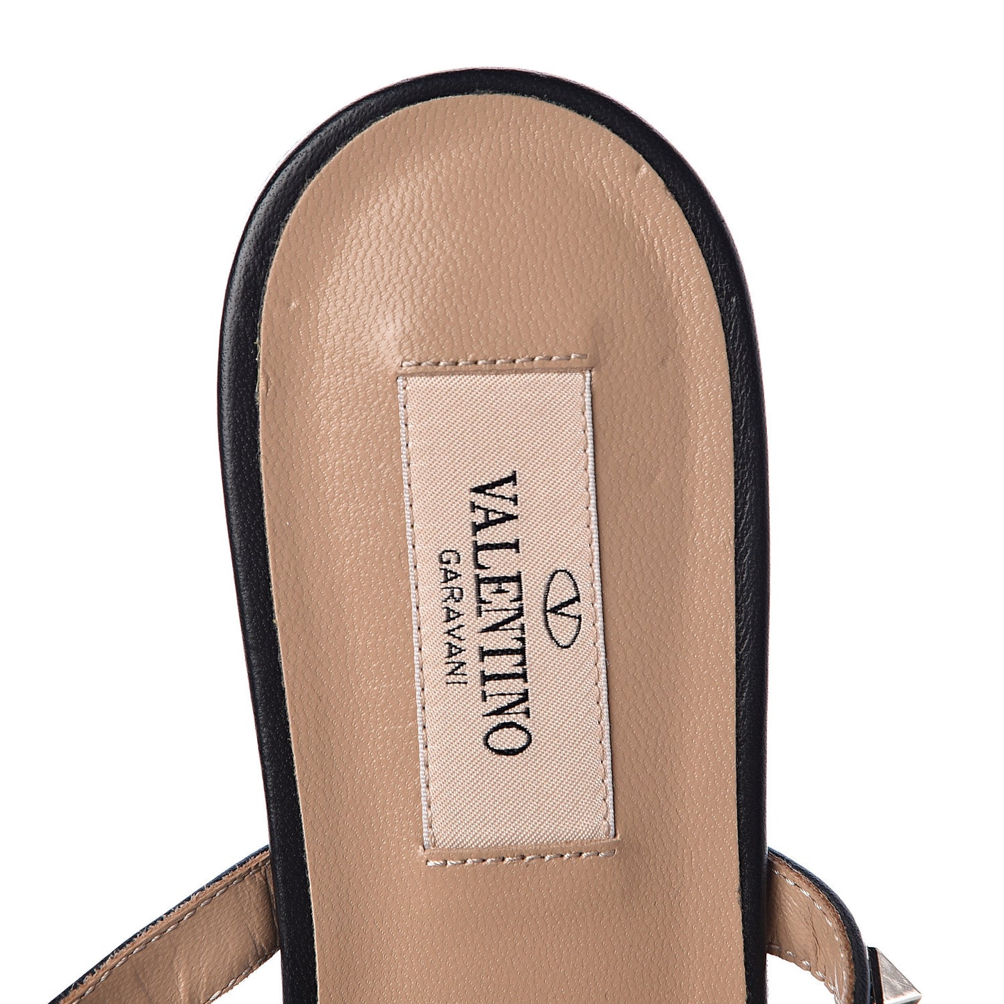 Nappa Rockstud Caged Flat Slide Sandals 37.5 Black