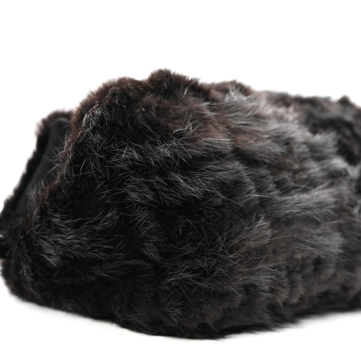 Mink Fur FF Mini Mama Baguette Black