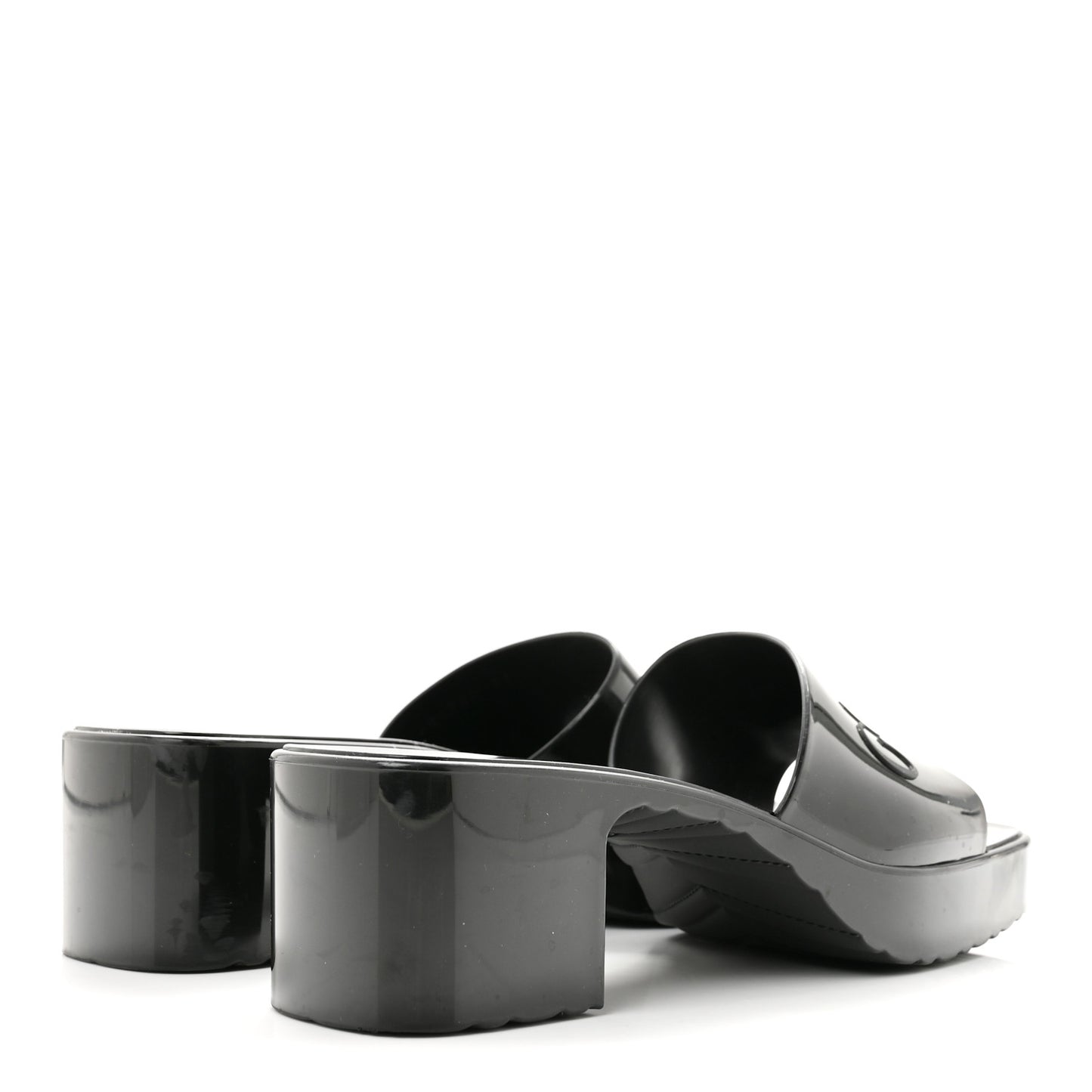 Rubber Gucci Logo Womens Platform 20/60mm Slide Sandals 38 Black