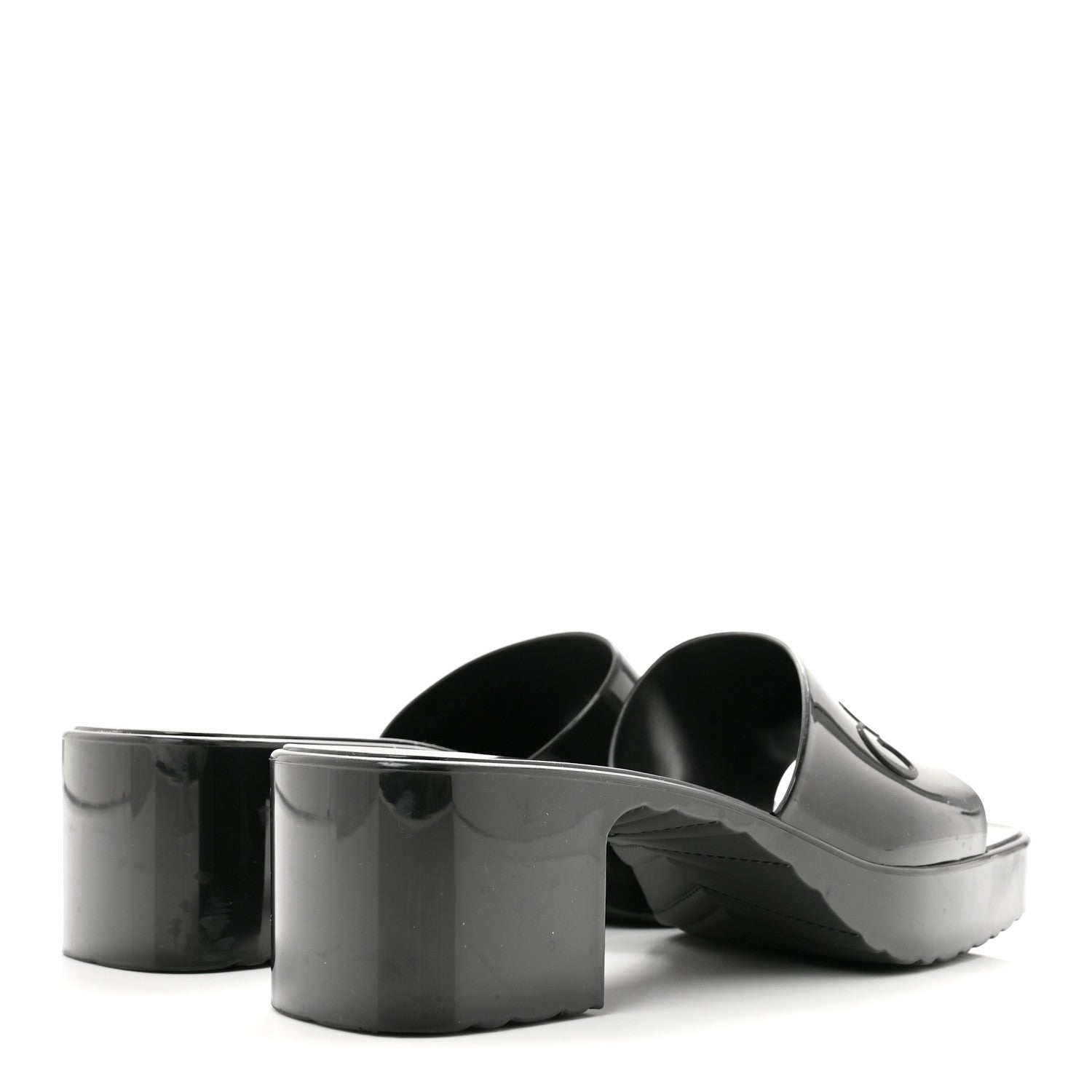 Gucci Rubber Gucci Logo Womens Platform 20/60mm Slide Sandals 38 Black 5 of 10
