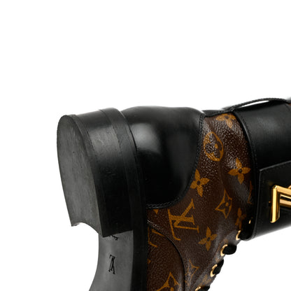 Louis Vuitton Calfskin Monogram Wonderland Flat Ranger Boots 37 Black 9 of 14