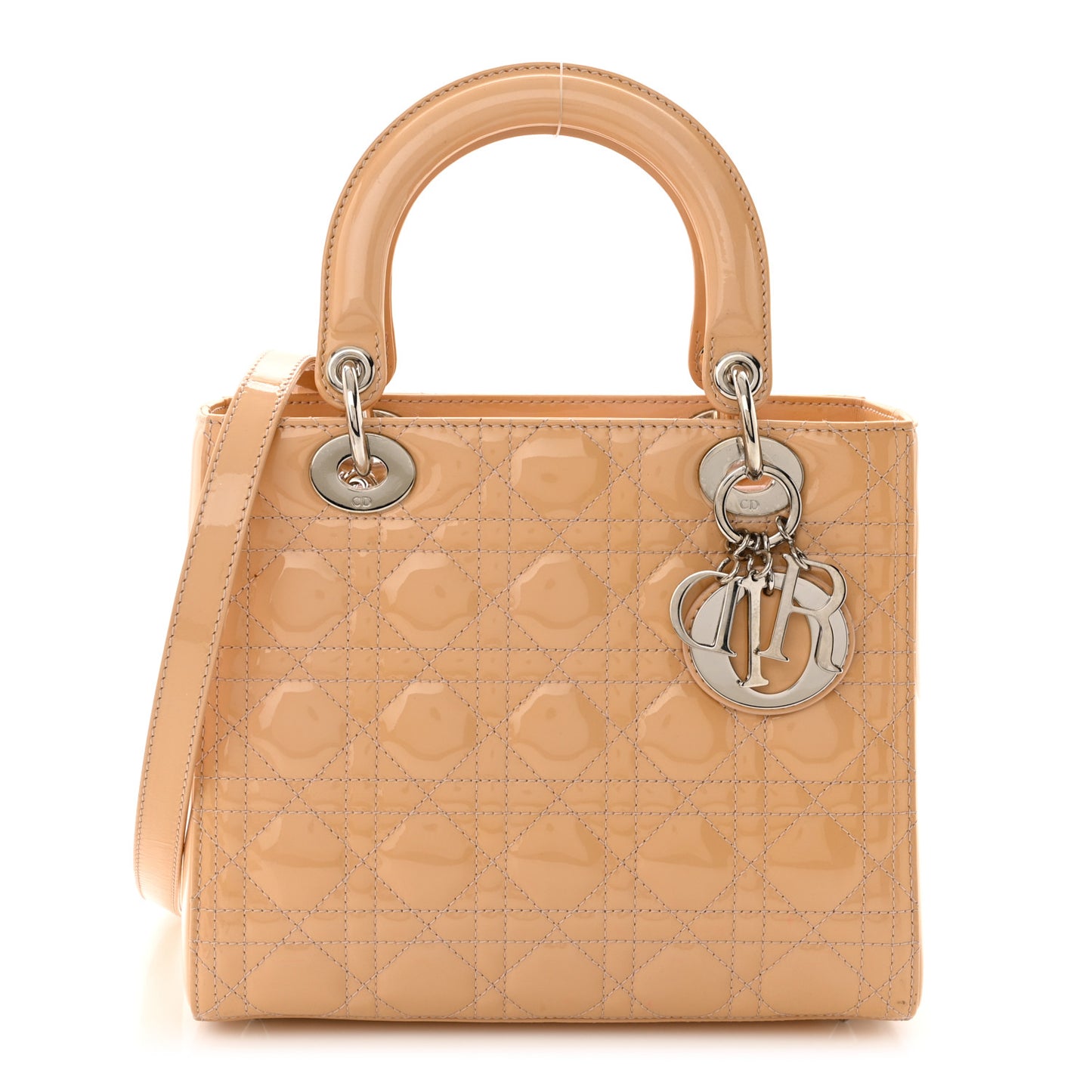 Patent Cannage Medium Lady Dior Rose Clair