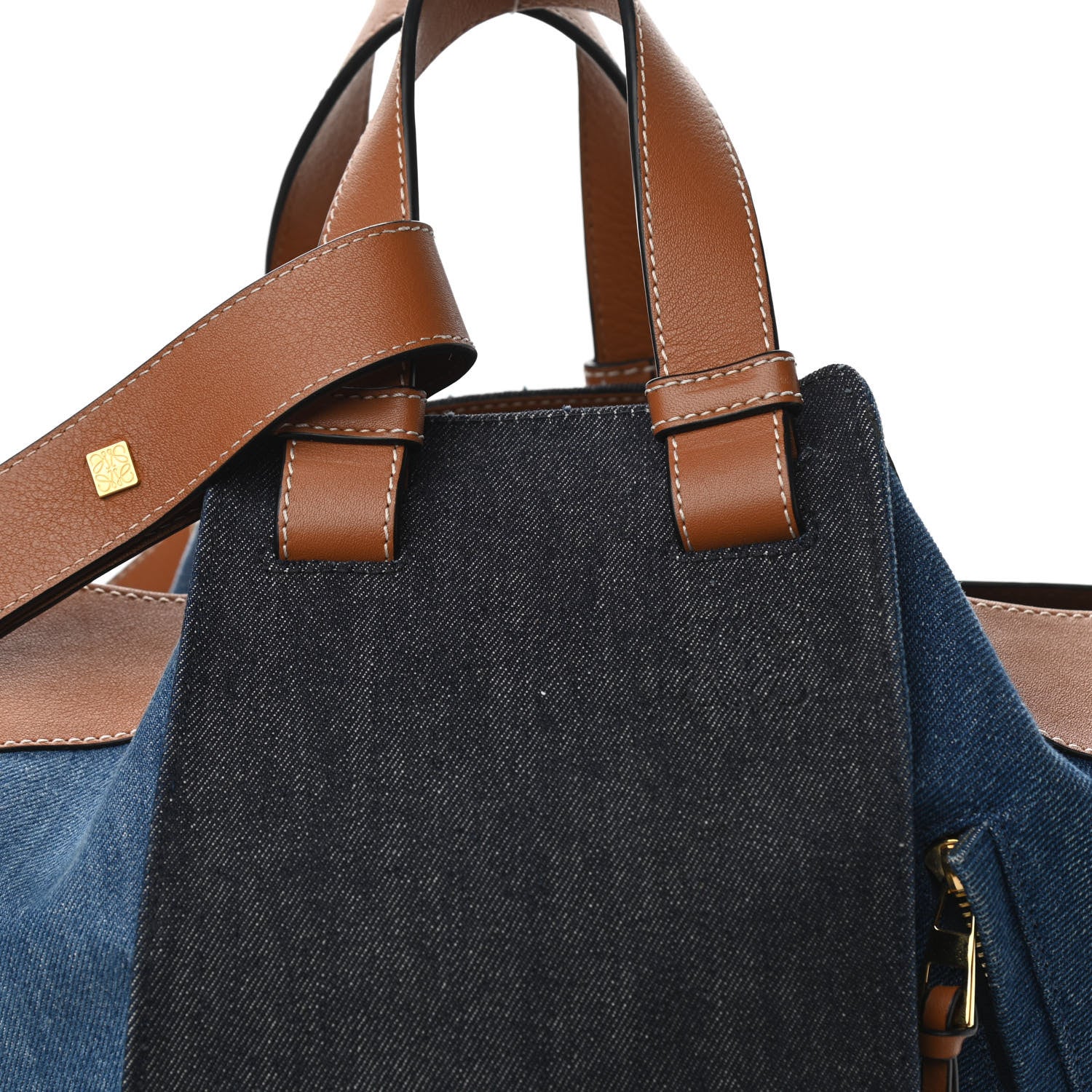 Loewe Calfskin Denim Medium Hammock Shoulder Bag Multitone Tan 10 of 11