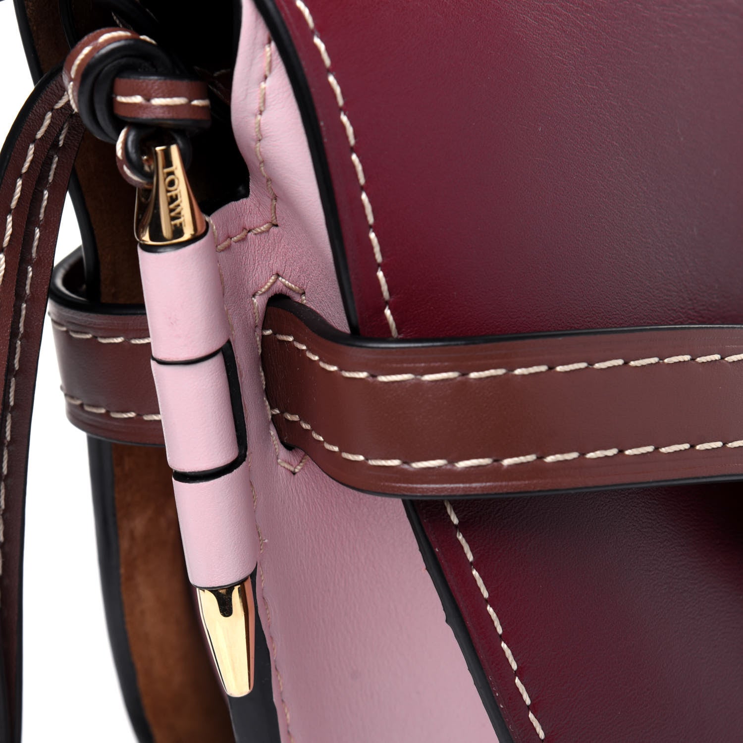 Loewe Calfskin Small Gate Crossbody Bag Wine Pastel Pink 15 of 15
