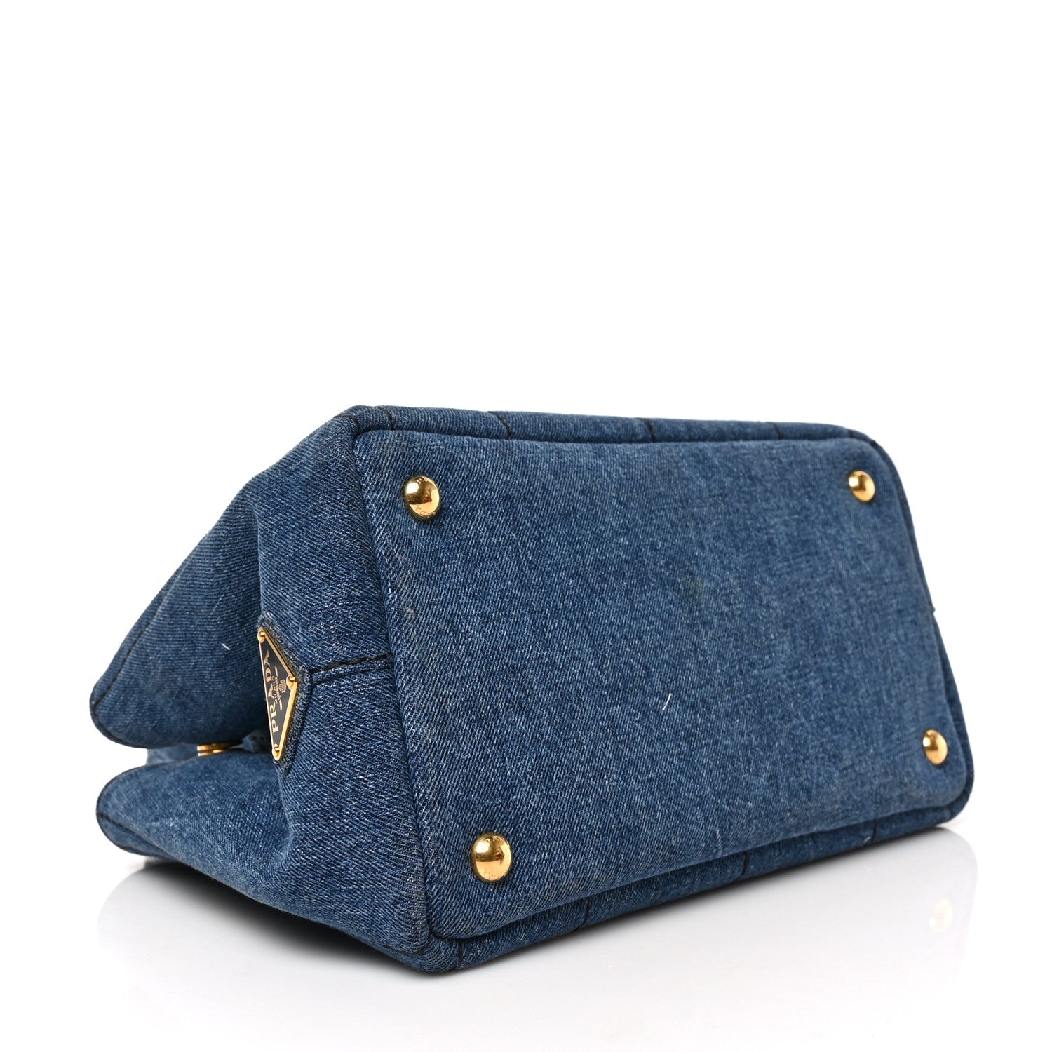 Prada Denim Small Logo Tote Bleu 4 of 8