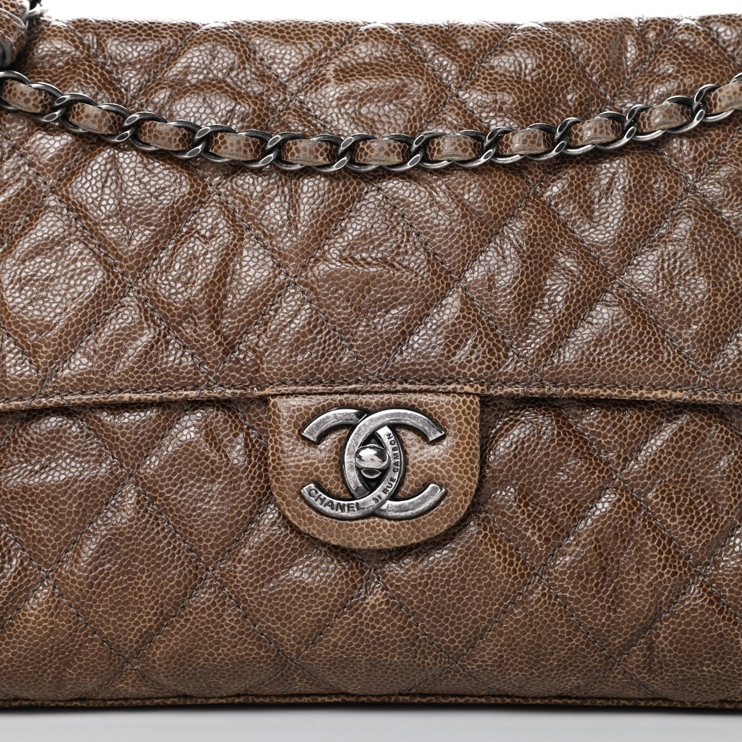 Chanel Crumpled Grained Calfskin Jumbo CC Crave Flap Beige 8 of 18