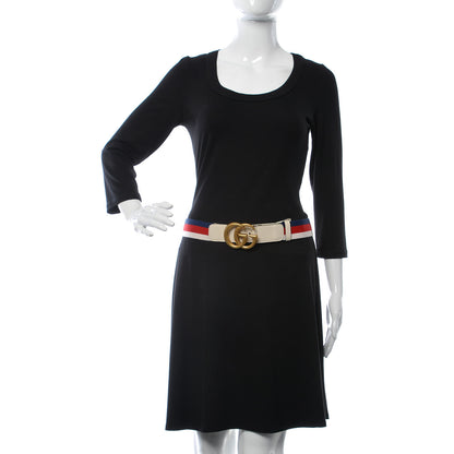 Gucci Nylon Calfskin Sylvie Web Double G 40mm Belt 95 38 Mystic White Hibiscus Red Maritime 2 of 7