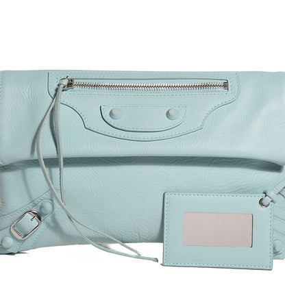 Balenciaga Matte Goatskin Rubber Covered Classic Hardware Envelope Clutch Bleu Layette 8 of 8