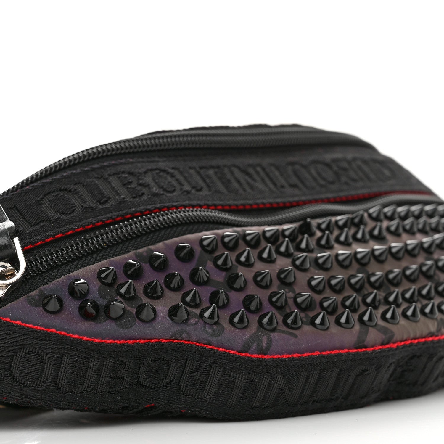 Christian Louboutin Calfskin Spiked Paris NYC Belt Bag Black Black 9 of 11