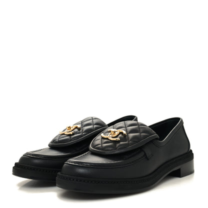 Chanel Lambskin Quilted CC Turnlock Loafers 38 Black 3 of 9