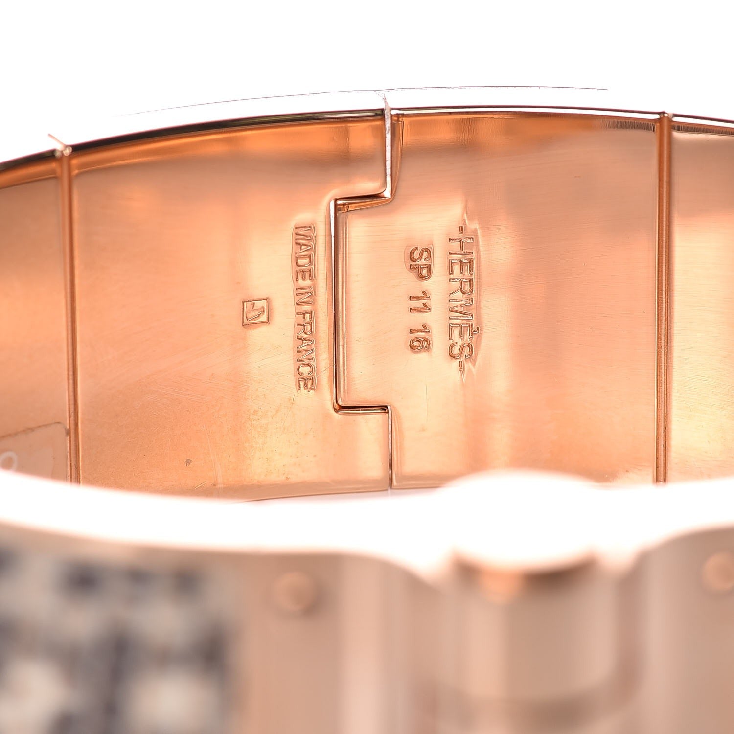 Hermes Lizard Charniere Cuir Wide Hinged Bracelet M Ombre 4 of 5