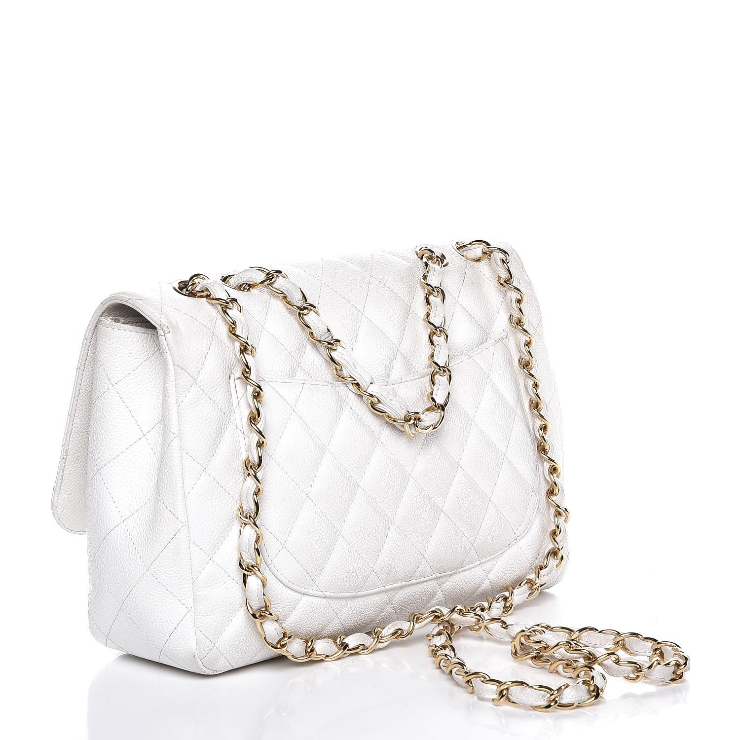 Chanel Caviar Quilted Jumbo Single Flap White 3 of 32
