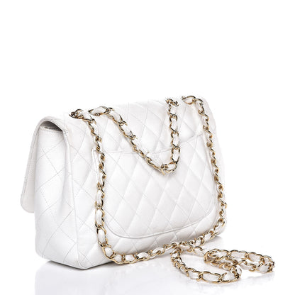 Chanel Caviar Quilted Jumbo Single Flap White 3 of 32