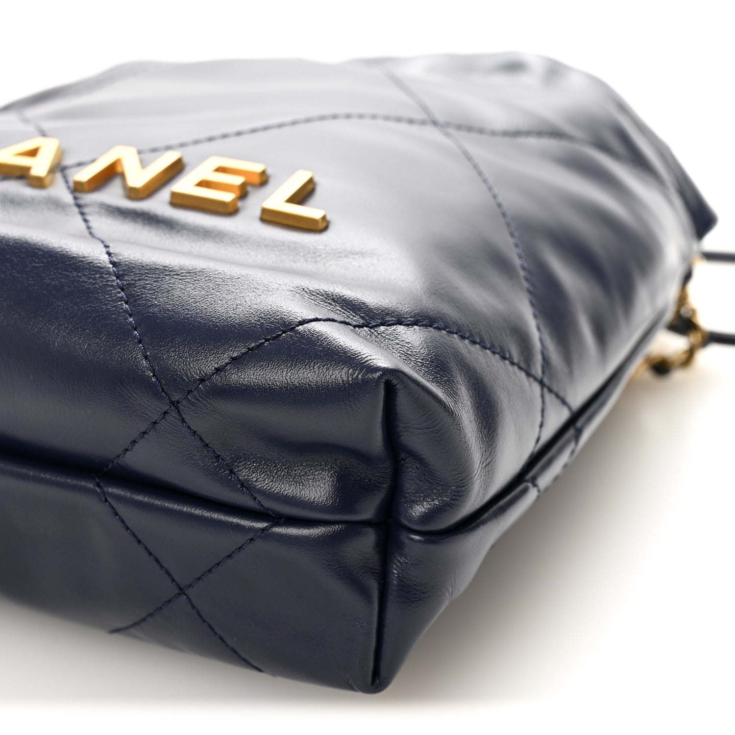 Chanel Shiny Calfskin Quilted Mini Chanel 22 Navy Blue 20 of 21