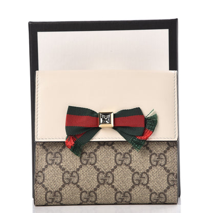 Gucci GG Supreme Monogram Grosgrain French Flap Wallet White 8 of 8
