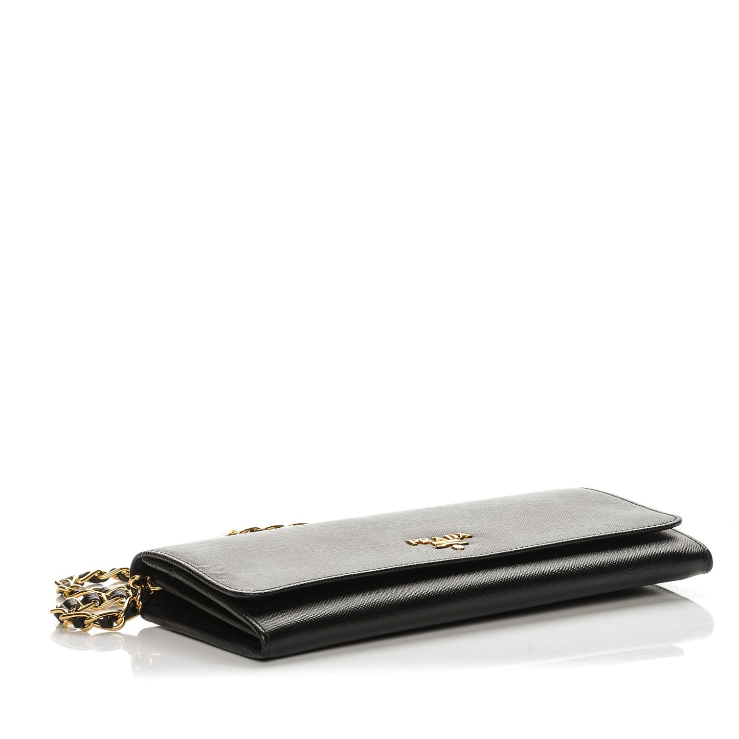 Saffiano Metal Oro Chain Wallet Nero Black
