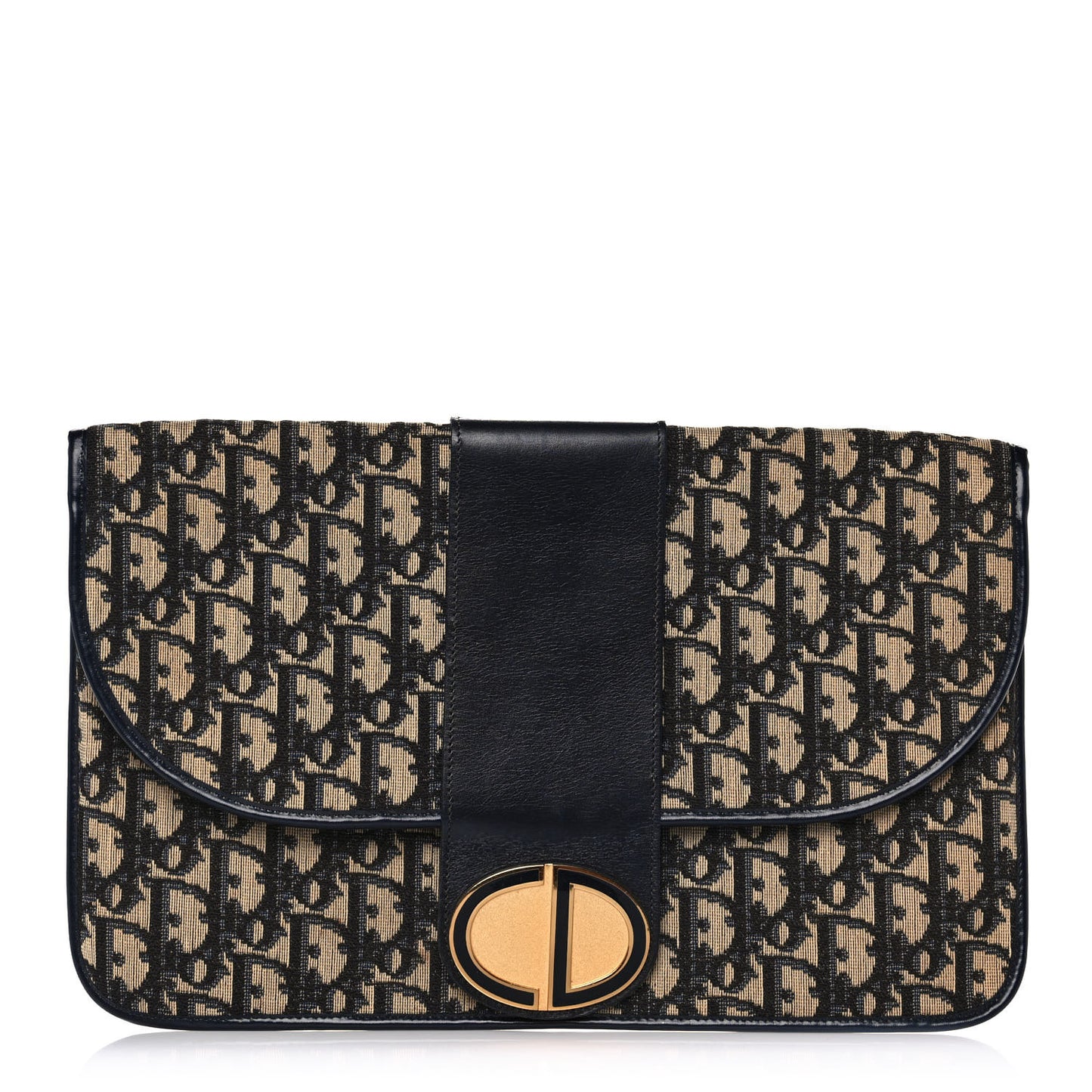 Monogram Flap Clutch Navy Blue