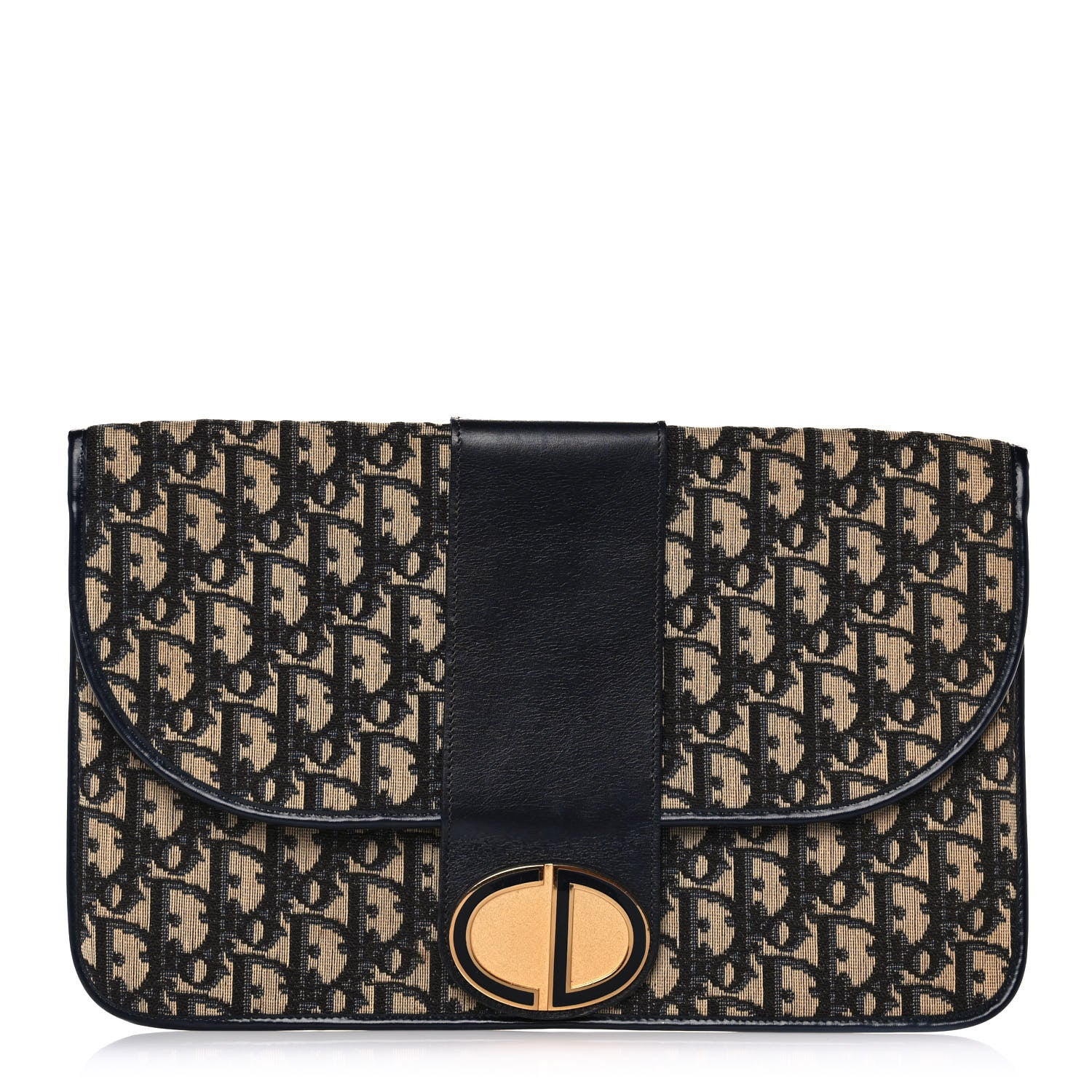 Christian Dior Monogram Flap Clutch Navy Blue 1 of 9