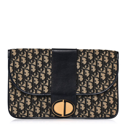 Christian Dior Monogram Flap Clutch Navy Blue 1 of 9