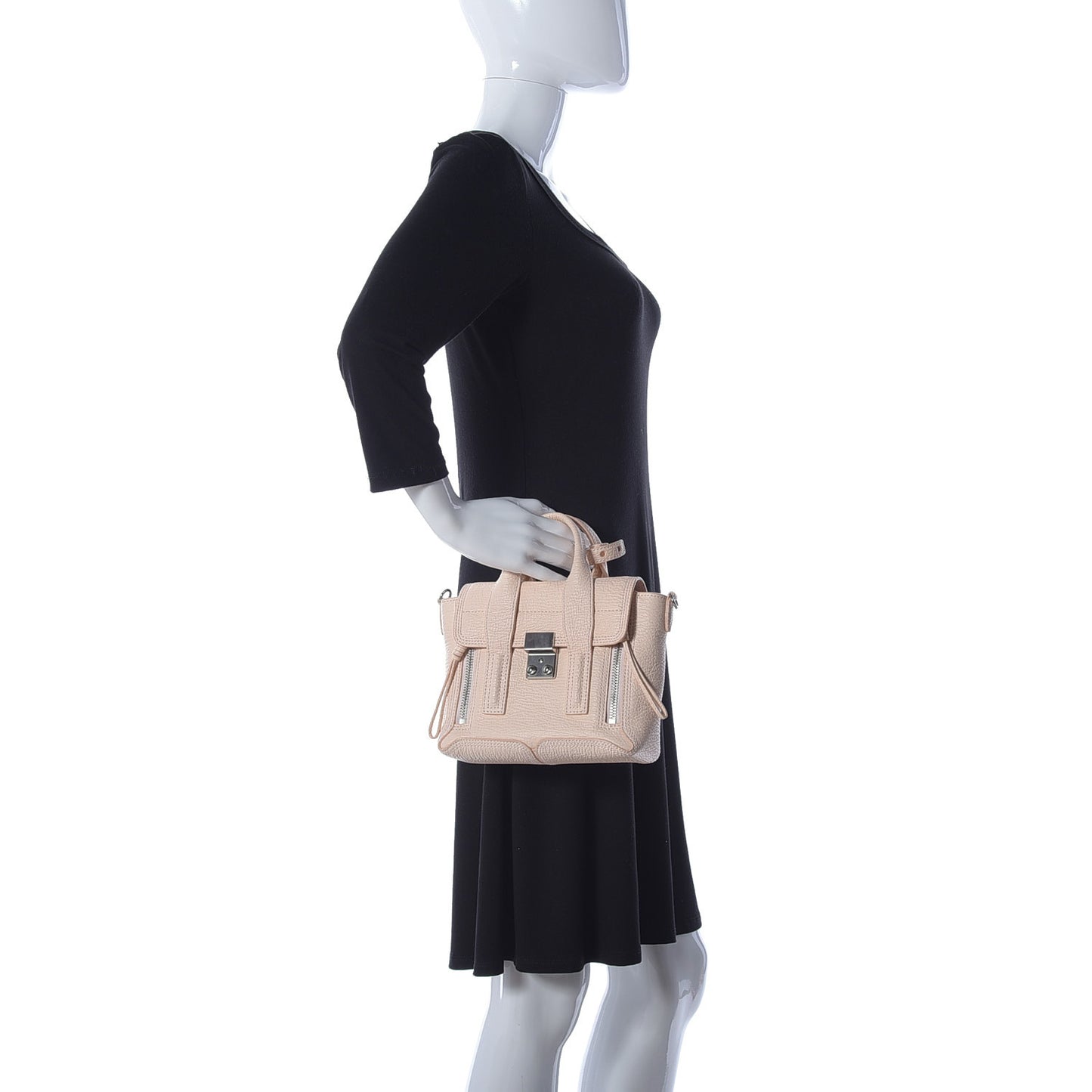 Textured Calfskin Mini Pashli Satchel Peach