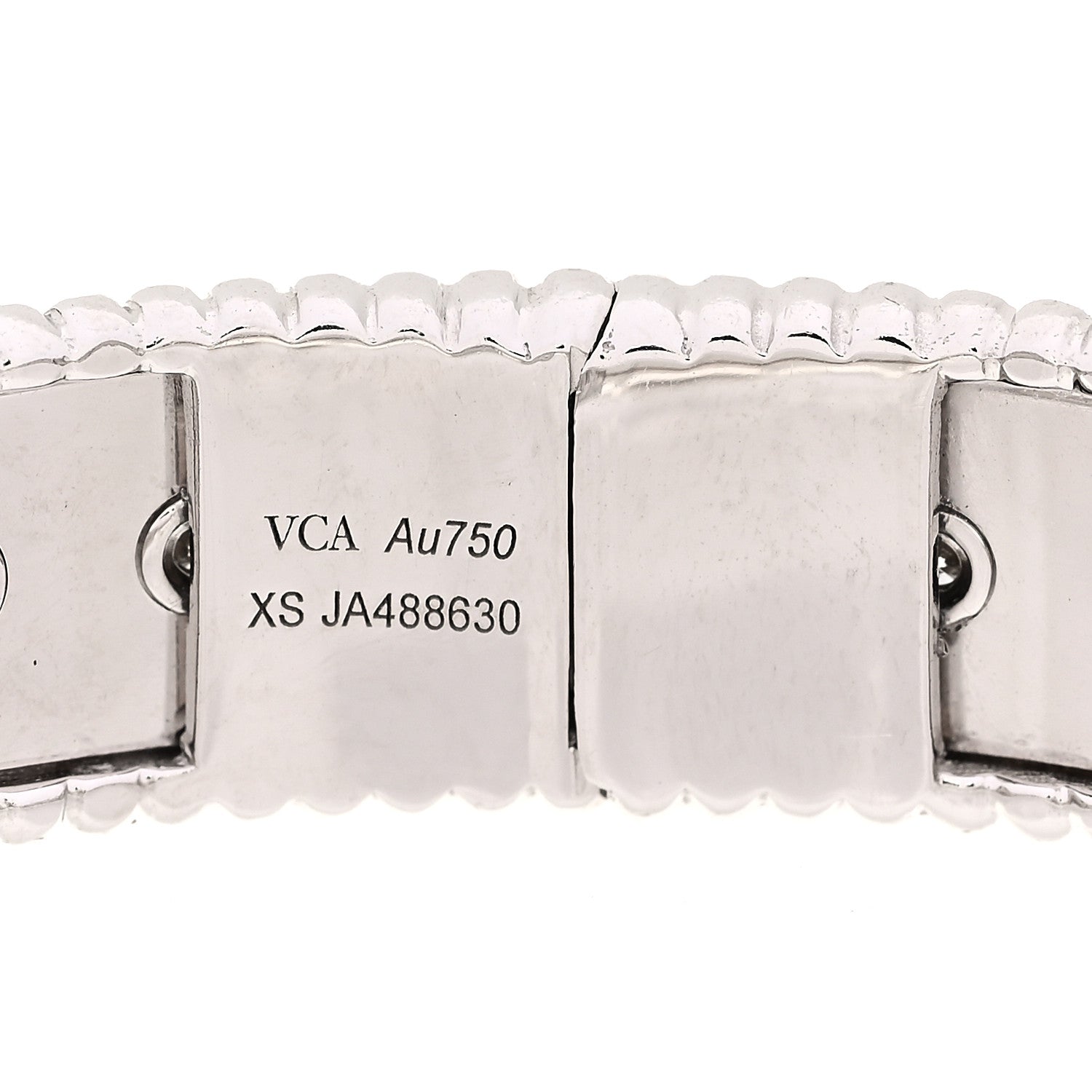 Van Cleef & Arpels 18K White Gold Diamond Perlee Clovers Bangle Bracelet XS 7 of 8