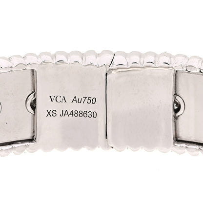 Van Cleef & Arpels 18K White Gold Diamond Perlee Clovers Bangle Bracelet XS 7 of 8