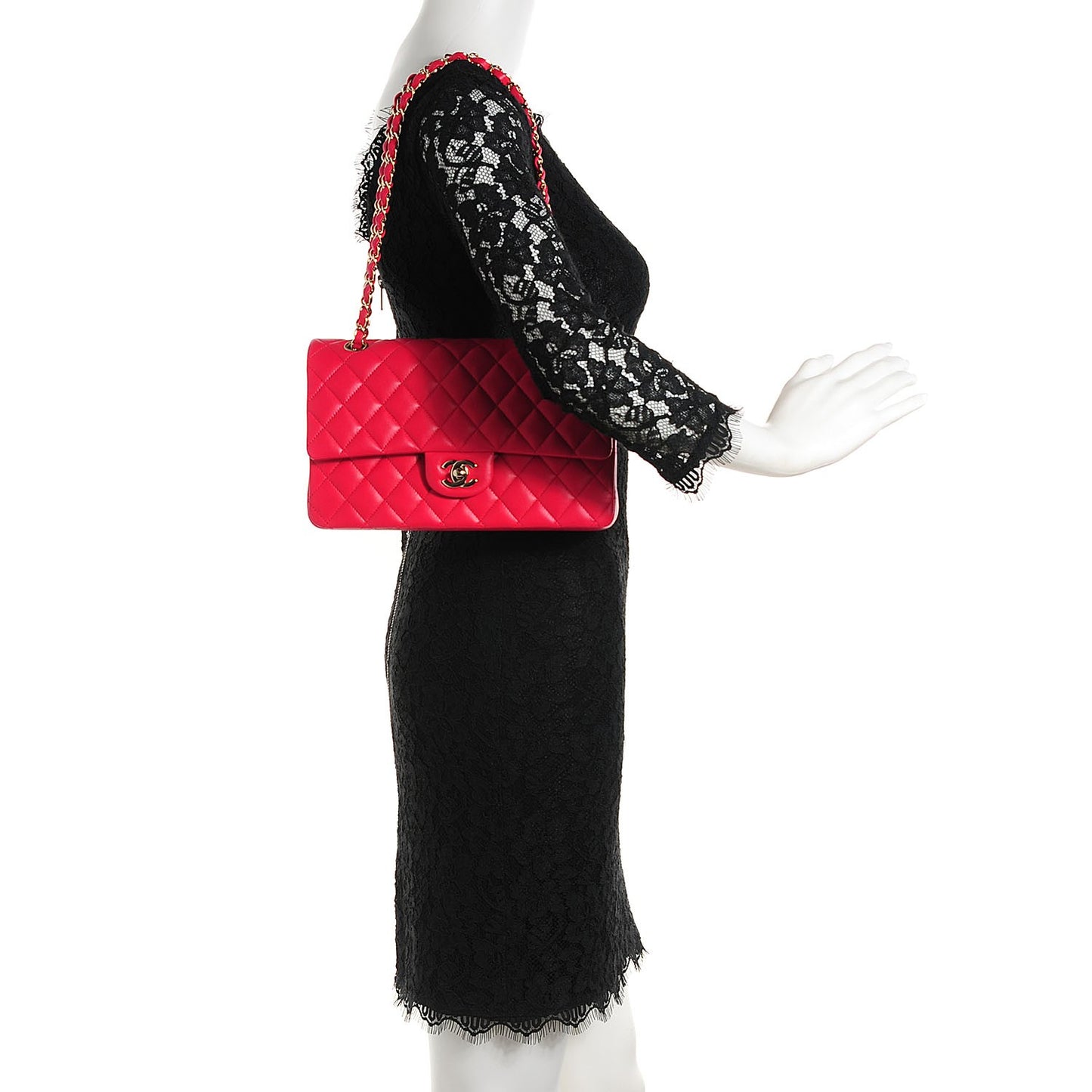 Lambskin Quilted Medium Double Flap Dark Pink