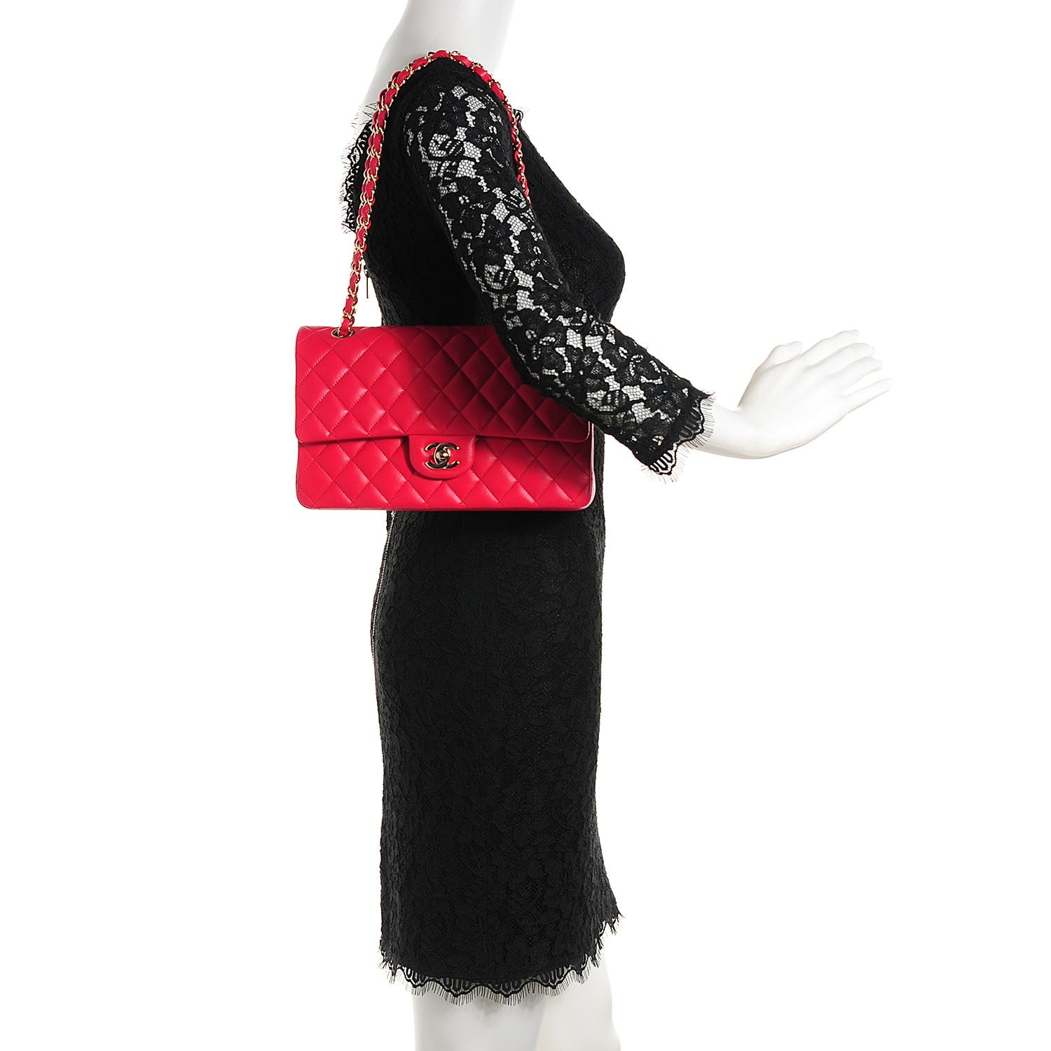 Chanel Lambskin Quilted Medium Double Flap Dark Pink 2 of 7
