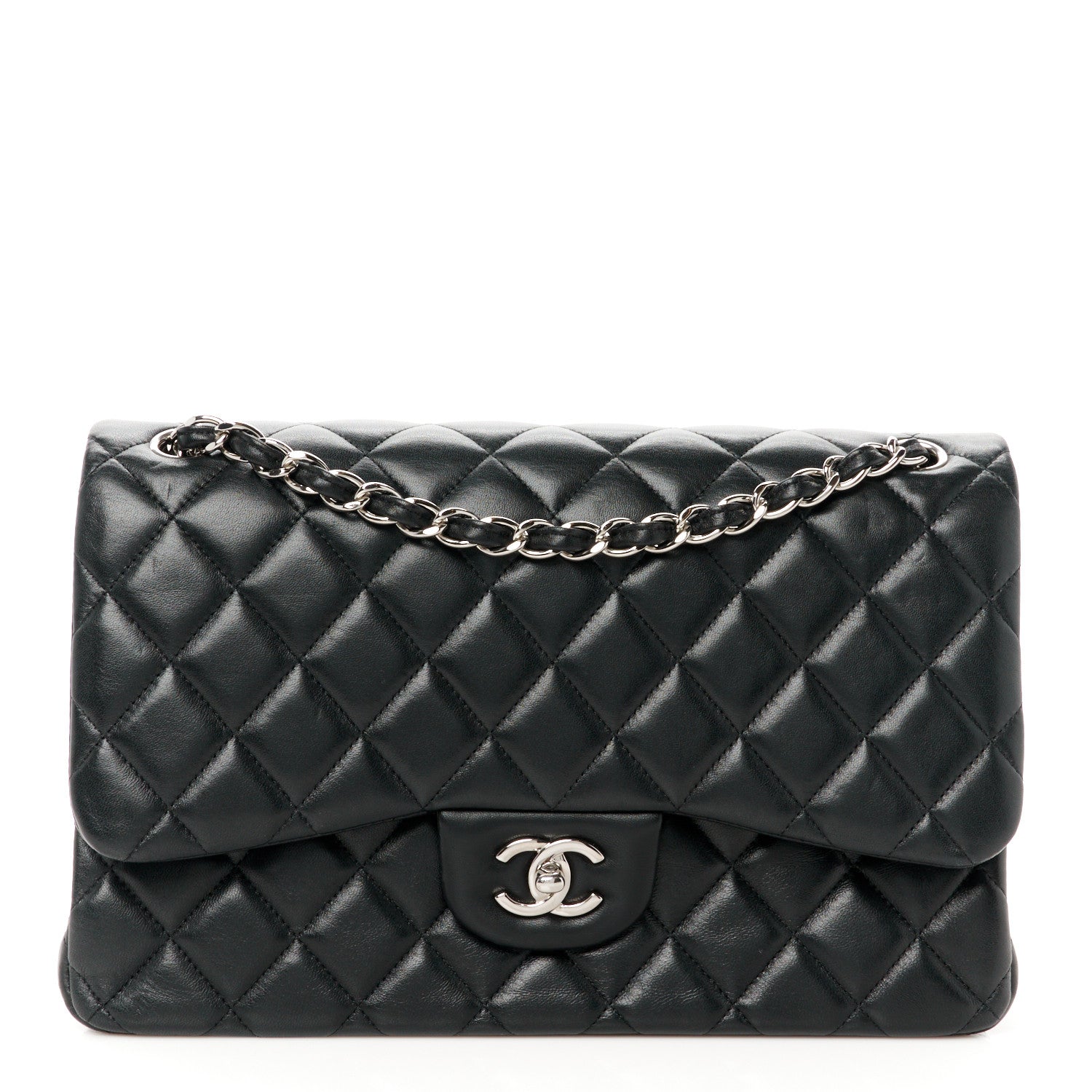 Chanel Lambskin Quilted Jumbo Double Flap Black 1 of 11