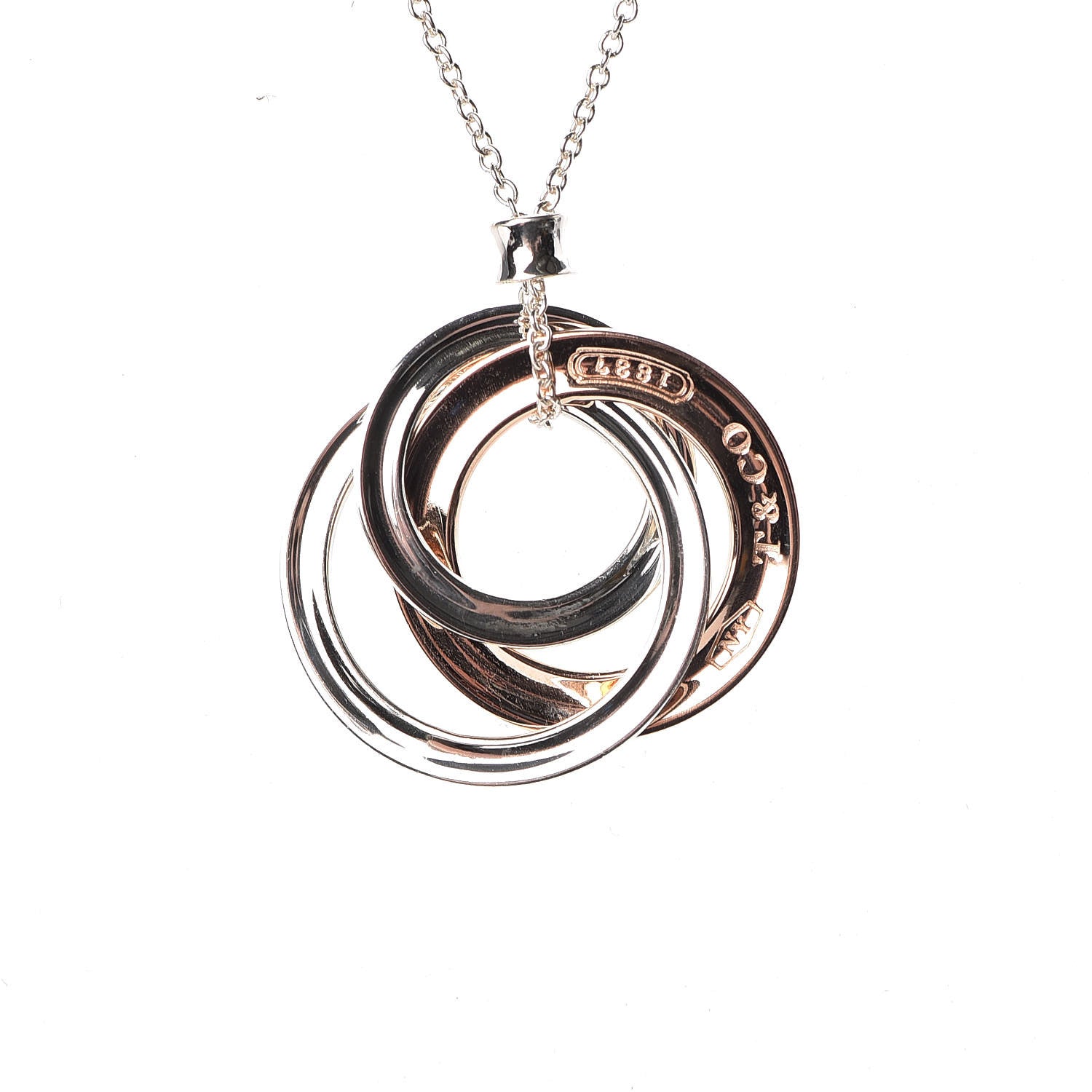Tiffany Sterling Silver Rubedo Small Interlocking Circles Pendant Necklace 6 of 8