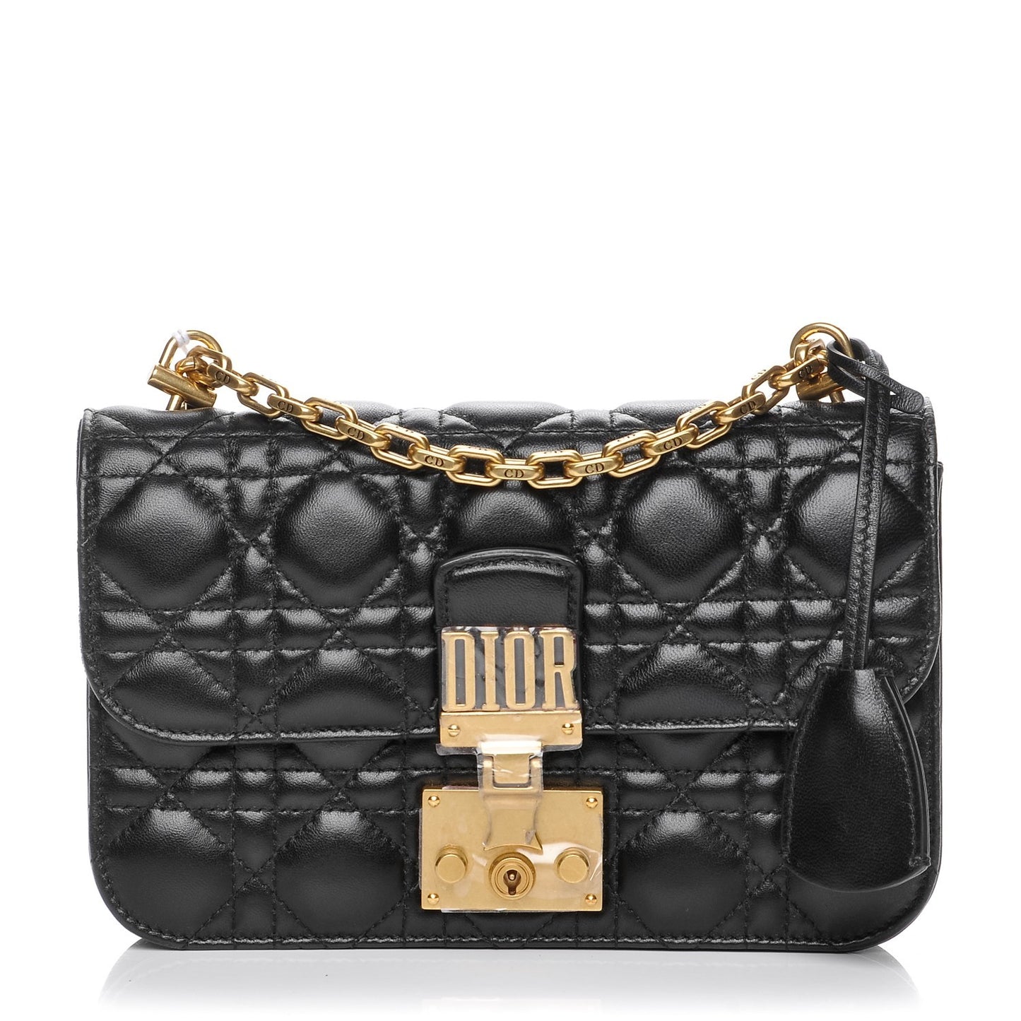 Lambskin Cannage Small Dioraddict Flap Bag Black