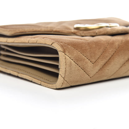 Gucci Velvet Matelasse GG Marmont Chain Wallet Taupe 8 of 11