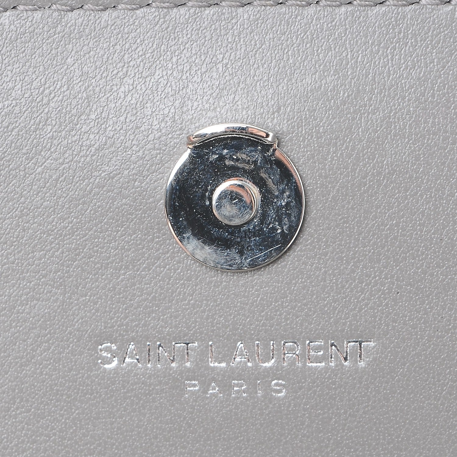 Saint Laurent Calfskin Crocodile Embossed Monogram Sunset Chain Wallet Fog 7 of 9