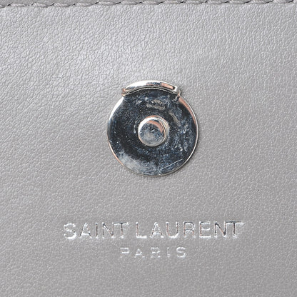 Saint Laurent Calfskin Crocodile Embossed Monogram Sunset Chain Wallet Fog 7 of 9