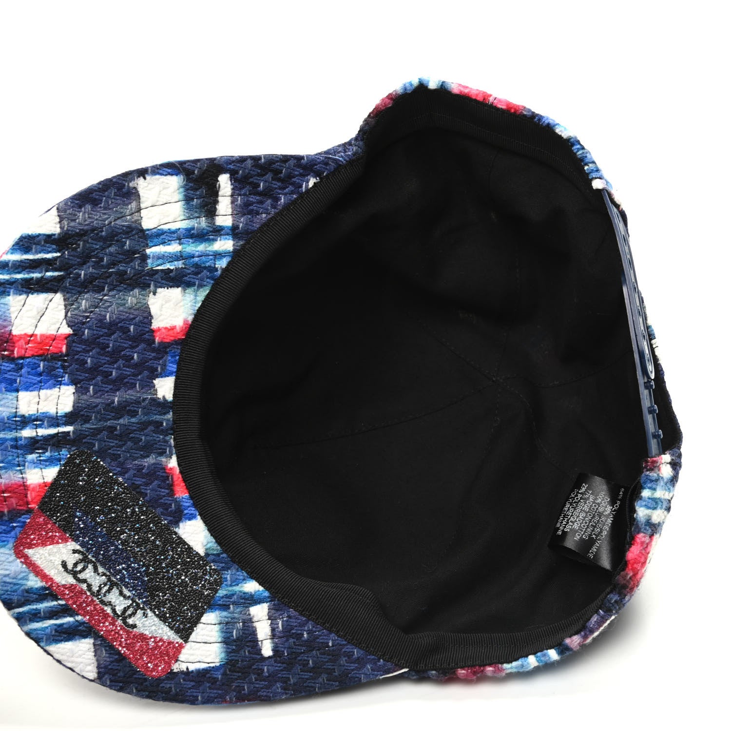 Chanel Tweed Printed Airline CC Cap Hat Red White Blue 4 of 7