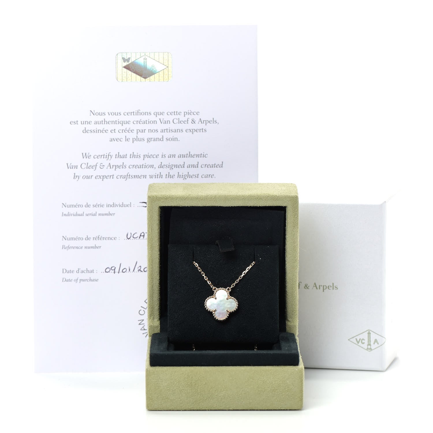 Van Cleef & Arpels 18K Yellow Gold Mother of Pearl Vintage Alhambra Pendant Necklace 6 of 6