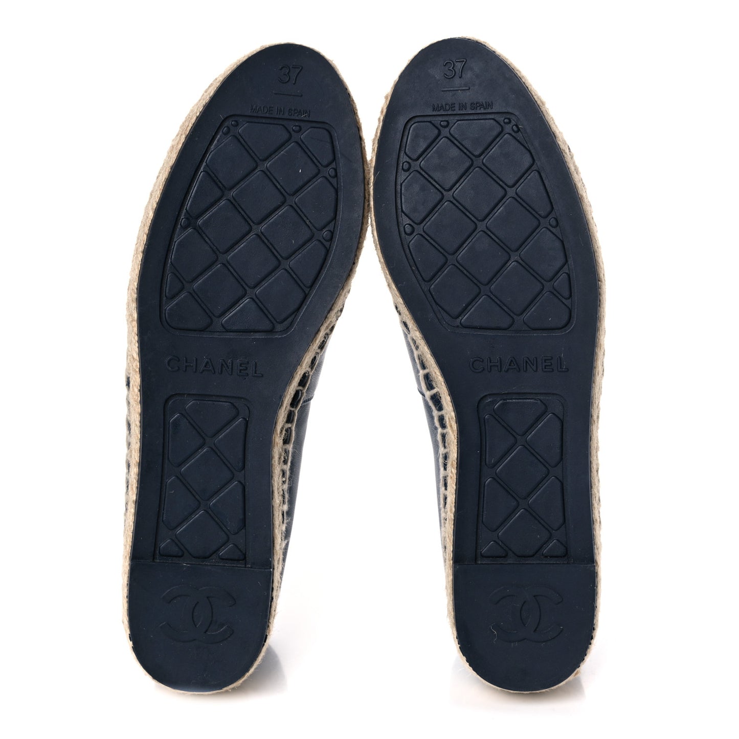 Lambskin CC Espadrilles 37 Navy Black Beige