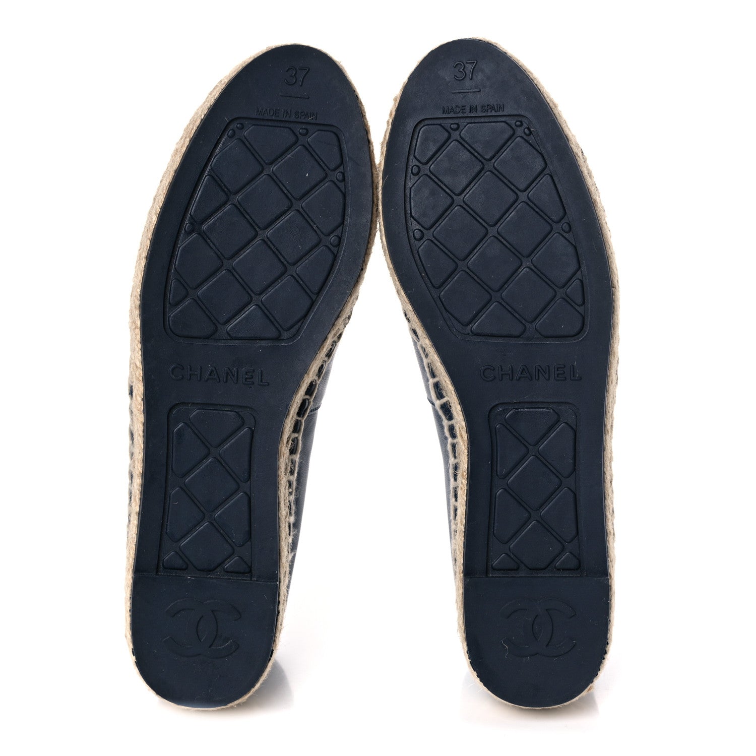 Chanel Lambskin CC Espadrilles 37 Navy Black Beige 5 of 12