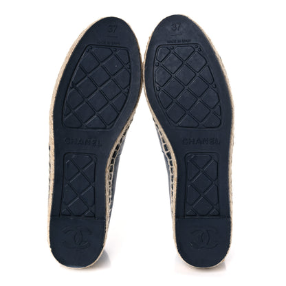 Chanel Lambskin CC Espadrilles 37 Navy Black Beige 5 of 12