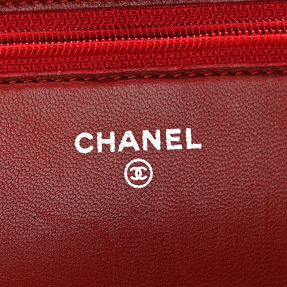 Chanel Lambskin Quilted Wallet On Chain WOC Red 6 of 14