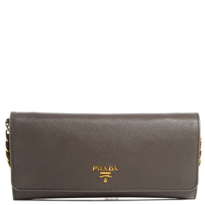 Prada Saffiano Metal Oro Chain Wallet Grafite 1 of 9