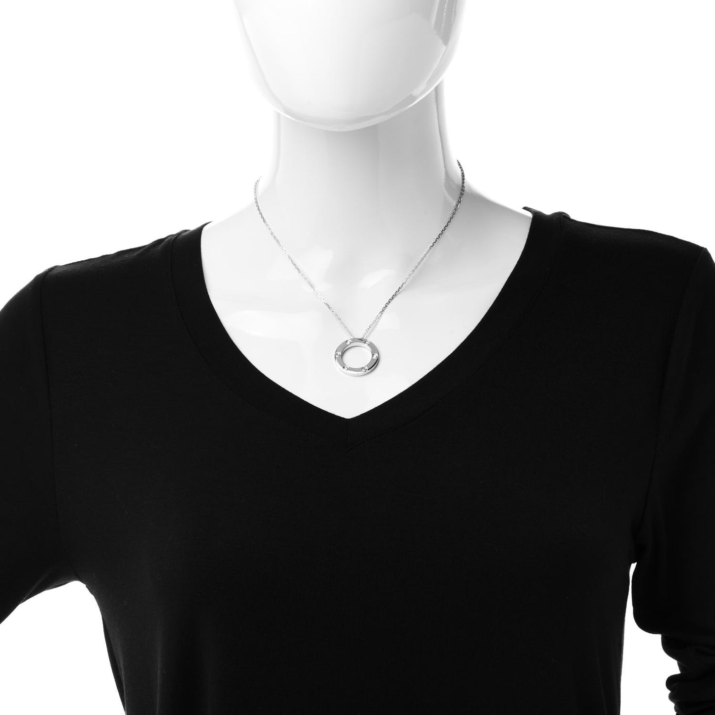 18K White Gold 3 Diamonds LOVE Pendant Necklace