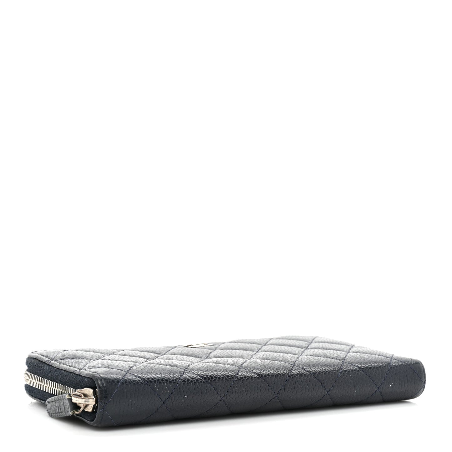 Caviar Quilted Large Gusset Zip Around Wallet Navy