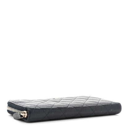 Chanel Caviar Quilted Large Gusset Zip Around Wallet Navy 4 of 22