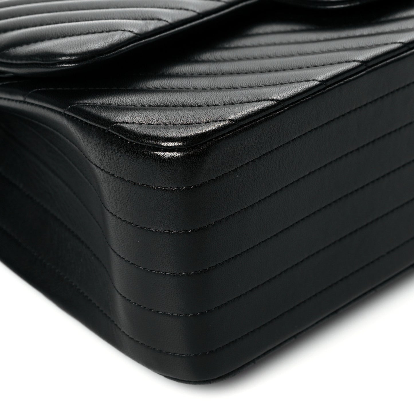 Lambskin Chevron Quilted Jumbo Double Flap So Black