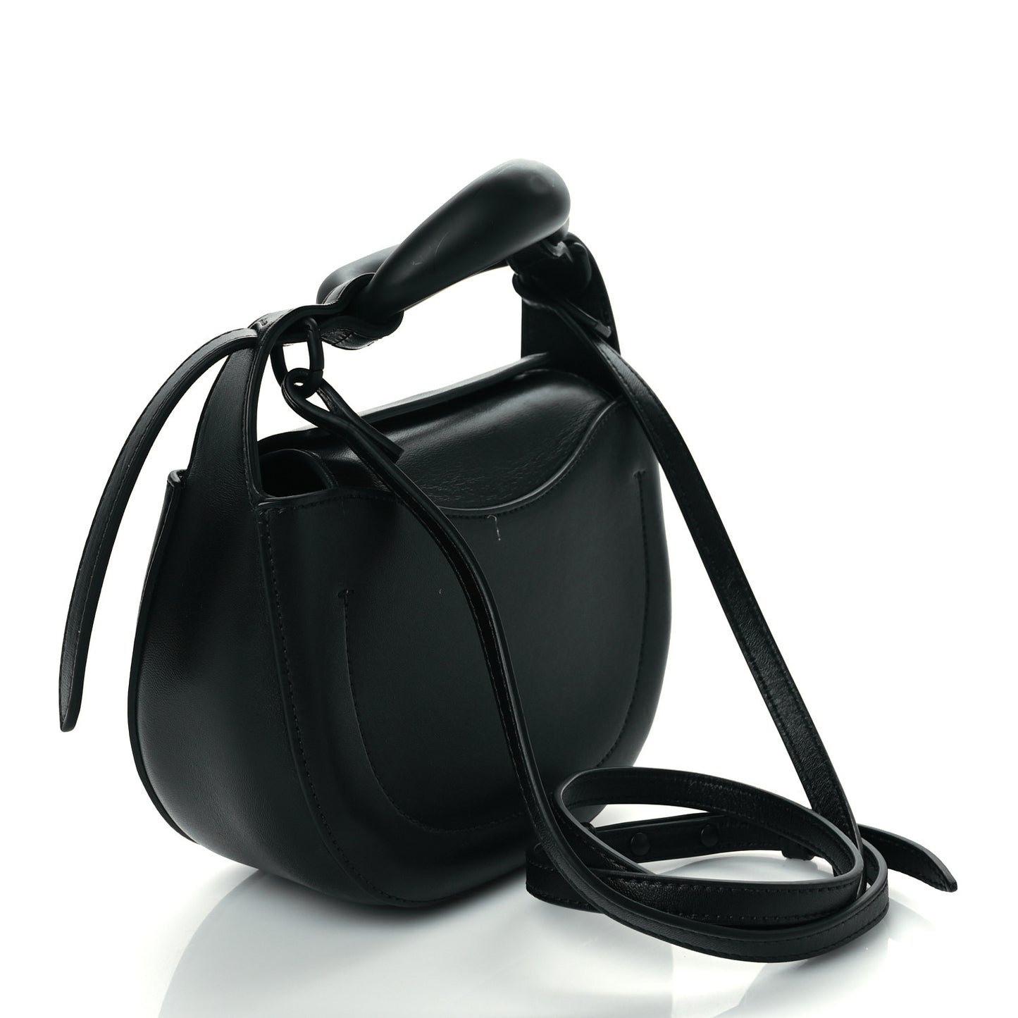 Small Grain Calfskin Kiss Bag Black