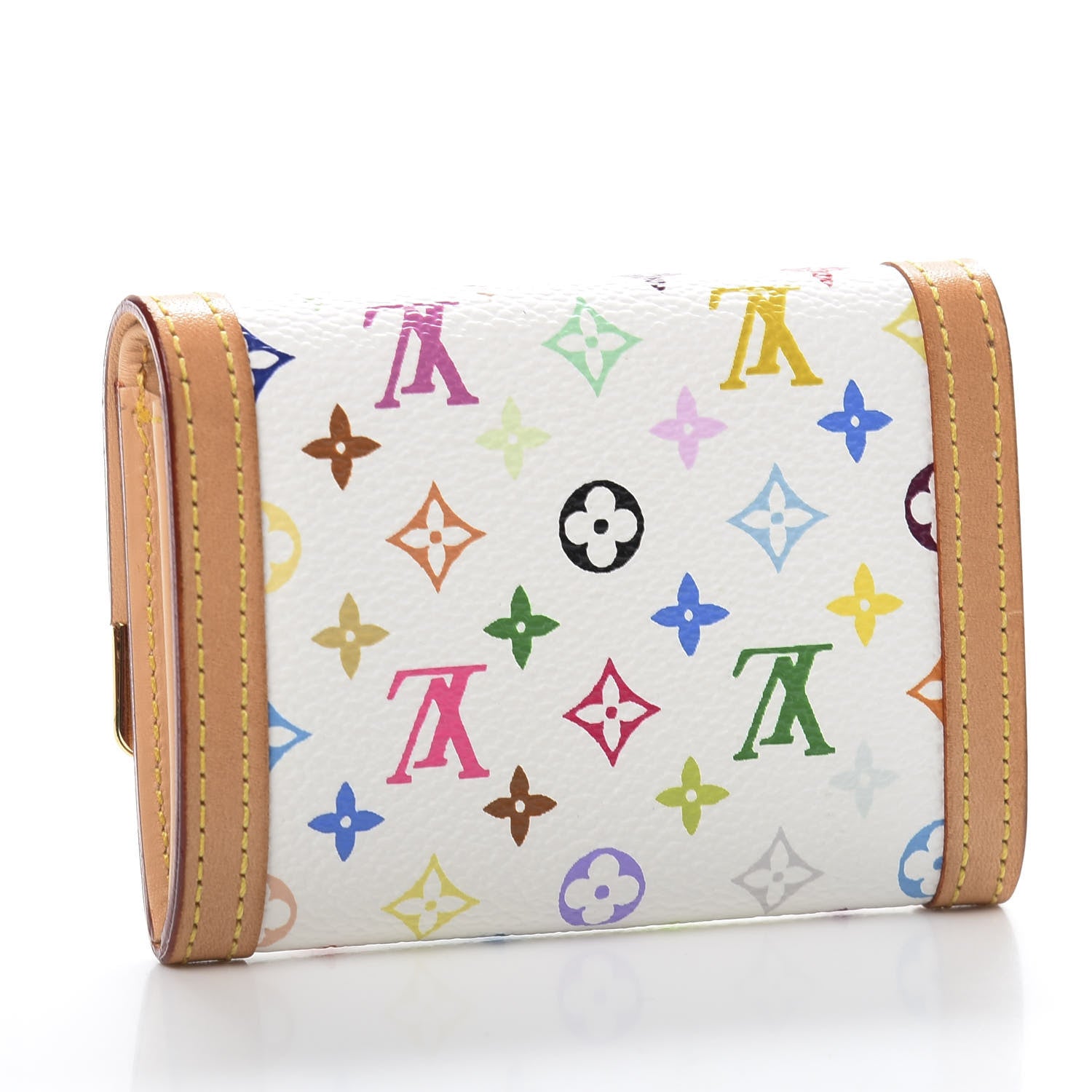 Louis Vuitton Monogram Multicolor Porte-Monnaie Plat Coin Purse White 3 of 8
