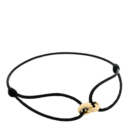 David Yurman 18K Yellow Gold Sculpted Cable Linked Cord Bracelet Black 1 of 3