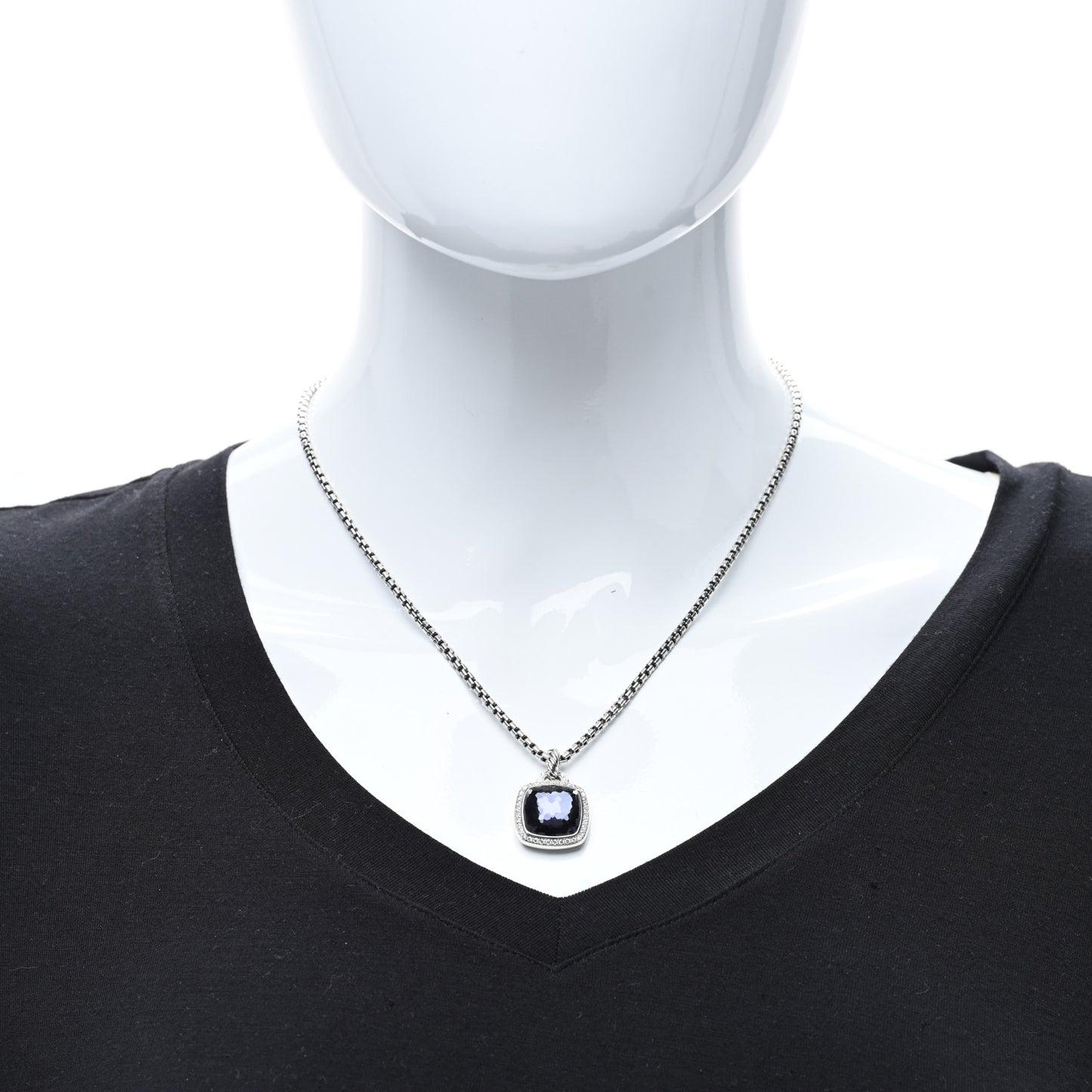Sterling Silver 14K Yellow Gold Diamond Black Orchid 14mm Albion Pendant Necklace